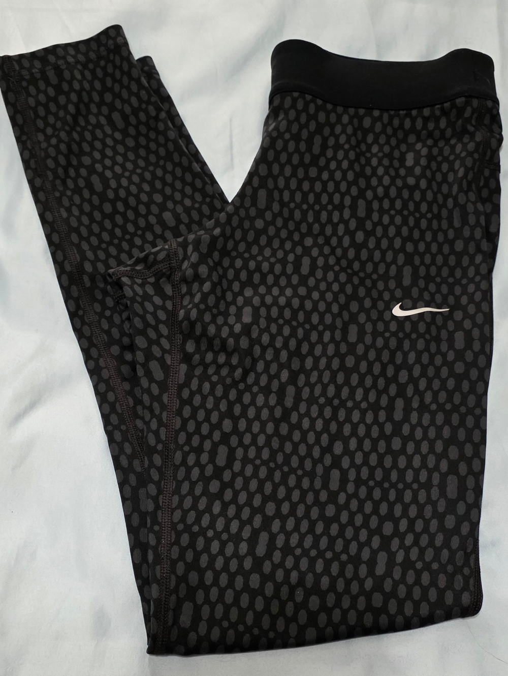 Women's Nike Relay Dri Fit Running Leggings Black Gray Spot Print Size S
